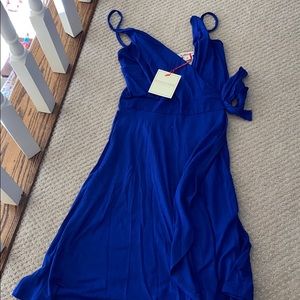 blue wrap dress